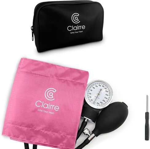 Manual Blood Pressure Cuff with Carrying Bag, Aneroid Sphygmomanometer for Home Use & Medical BP Monitoring, Universal Adult Size, Small Screwdriver Includes, Pink in Saudi Arabia