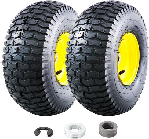 إطارات MZREXN 15x6.00-6 لجزازة العشب وتجميع العجلات، استبدال الإطارات الأمامية، متوافق مع جزازات John Deere & More للركوب، 4 طبقات هوائية، محور إزاحة 3 بوصة، محامل 3/4 بوصة، بدون أنبوب، قطعتان in Kuwait