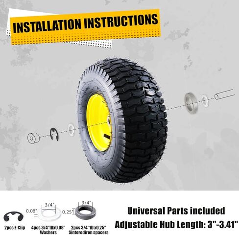 إطارات MZREXN 15x6.00-6 لجزازة العشب وتجميع العجلات، استبدال الإطارات الأمامية، متوافق مع جزازات John Deere & More للركوب، 4 طبقات هوائية، محور إزاحة 3 بوصة، محامل 3/4 بوصة، بدون أنبوب، قطعتان in Kuwait