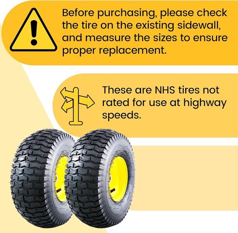 إطارات MZREXN 15x6.00-6 لجزازة العشب وتجميع العجلات، استبدال الإطارات الأمامية، متوافق مع جزازات John Deere & More للركوب، 4 طبقات هوائية، محور إزاحة 3 بوصة، محامل 3/4 بوصة، بدون أنبوب، قطعتان in Kuwait