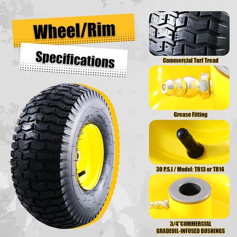 إطارات MZREXN 15x6.00-6 لجزازة العشب وتجميع العجلات، استبدال الإطارات الأمامية، متوافق مع جزازات John Deere & More للركوب، 4 طبقات هوائية، محور إزاحة 3 بوصة، محامل 3/4 بوصة، بدون أنبوب، قطعتان in Kuwait