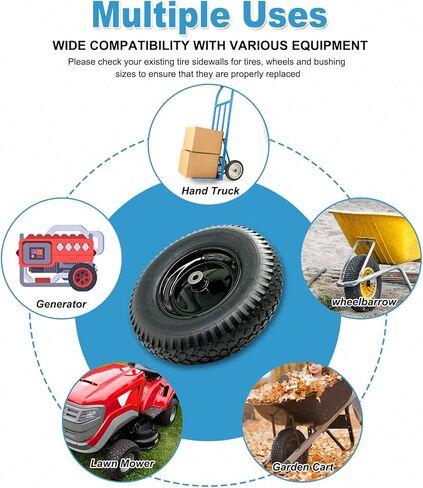 2-Pack of 4.80/4.00-8 Pneumatic Tire and Wheel,2PR (Air Filled)- 5/8"or 3/4" Powdered Metal bushings and 3"or 6"Center Hub,for Wheelbarrow,Garden and Utility Cart,Trolley,Wagon and More (MYTT4008-2) in Saudi Arabia