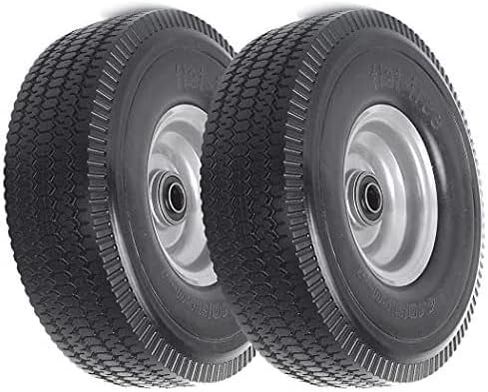 (2-Pack) 2.50-4" Solid PU Run-Flat Tire Wheel Assemblies - 8" Flat Free Tubeless Tires and Wheels for Utility Equipment - 5/8" Axle Bore Hole, 2 1/4" Offset Hub, and Double-Sealed Ball Bearings in Saudi Arabia
