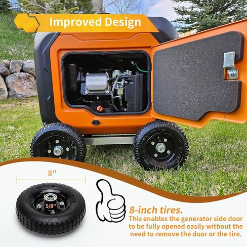 مجموعة عجلات جميع التضاريس مناسبة لمولد Generac iQ3500، إطارات هوائية مقاومة للثقب - إطارات صلبة غير مسطحة أبدًا (4 عبوات) in Kuwait