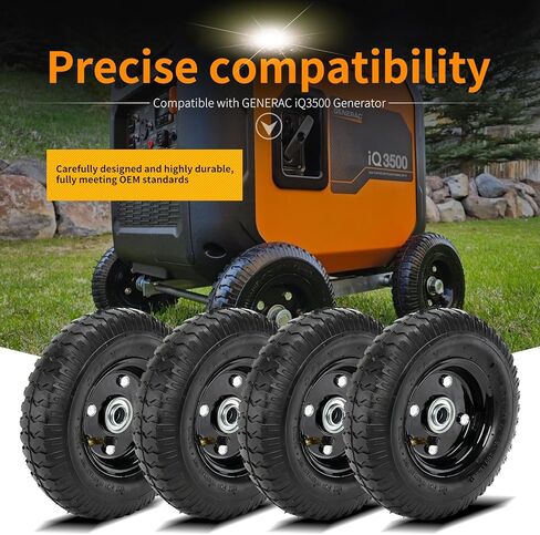 مجموعة عجلات جميع التضاريس مناسبة لمولد Generac iQ3500، إطارات هوائية مقاومة للثقب - إطارات صلبة غير مسطحة أبدًا (4 عبوات) in Kuwait