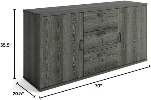 NBF Rivet Office Credenza - خزانة بوفيه حديثة مع التخزين - خزانة تخزين Credenza مع أدراج - Office Credenza مع صفح رمادي رمادي (72 ") in Kuwait