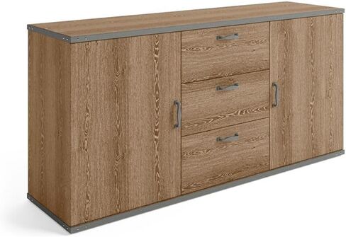 NBF Rivet Office Credenza - خزانة بوفيه حديثة مع التخزين - خزانة تخزين Credenza مع أدراج - Office Credenza مع صفح رمادي رمادي (72 ") in Kuwait