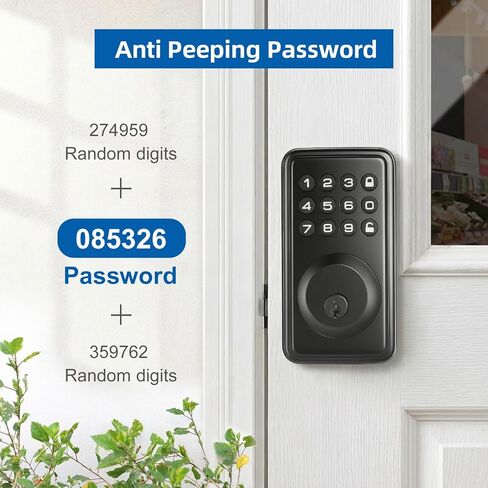 Digital Passwords Lock an-ti Peeping PIN Passcodes Keyless Entry Door Locks for Security Smart Deadbolt Metal Automatically Time Delay Locking Low Battery Alert in Saudi Arabia