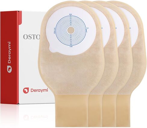 DERAYMI 30 PCS Colostomy Bags, Ostomy Supplies with 6 Clamp Closure, 15mm-65mm Cut to Fit Ostomy Bag for Ileostomy Stoma Care, Single-Layer Non-Woven Drainable Pouches in Kuwait