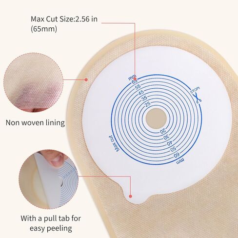 DERAYMI 30 PCS Colostomy Bags, Ostomy Supplies with 6 Clamp Closure, 15mm-65mm Cut to Fit Ostomy Bag for Ileostomy Stoma Care, Single-Layer Non-Woven Drainable Pouches in Kuwait