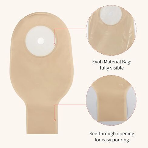 DERAYMI 30 PCS Colostomy Bags, Ostomy Supplies with 6 Clamp Closure, 15mm-65mm Cut to Fit Ostomy Bag for Ileostomy Stoma Care, Single-Layer Non-Woven Drainable Pouches in Kuwait