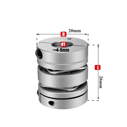 سبائك الألومنيوم D20L26 مزدوج الحجاب الحاجز اقتران موصل مرن D20mm L26mm الكرة اللولبية خطوة محرك سيرفو التشفير الكمبيوتر (6.35x6.35) in Kuwait