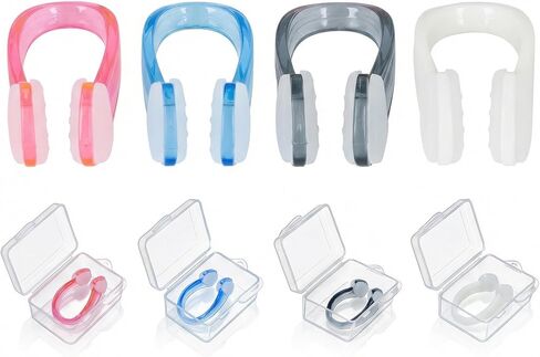 Nose Clip for Swimming, 4 PCS Silicone Waterproof Nose Plugs for Adults with Individual Storage Case, Soft Comfortable Non-Slip Fit for Pool Training Diving Water Sports Multi-Color in Saudi Arabia