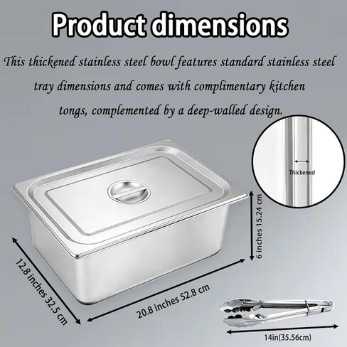 5 عبوات من مقالي طاولة البخار بالحجم الكامل، مقالي الفندق بالحجم الكامل السميك من الفولاذ المقاوم للصدأ هدية ملقط المطبخ، مقالي طاولة البخار من الدرجة التجارية بالحجم الكامل للمطعم التجاري والمطبخ. in Kuwait