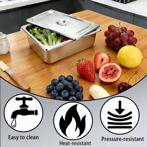 5 عبوات من مقالي طاولة البخار بالحجم الكامل، مقالي الفندق بالحجم الكامل السميك من الفولاذ المقاوم للصدأ هدية ملقط المطبخ، مقالي طاولة البخار من الدرجة التجارية بالحجم الكامل للمطعم التجاري والمطبخ. in Kuwait