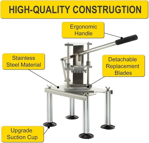 Stainless Steel French Fry Cutter with 1/2 & 3/8 Inch Interchangeable Blades, Suction Base Home Kitchen Tool for Family Cooking in Saudi Arabia
