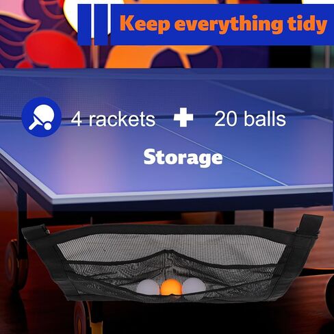 Ping Pong Paddle Holder with Straps, 40x25cm/15.75x9.84 Inch Table Tennis Mesh Storage Bag for Ping Pong Ball Pickleball Paddle Rack Organizer, Easy Installation in Saudi Arabia