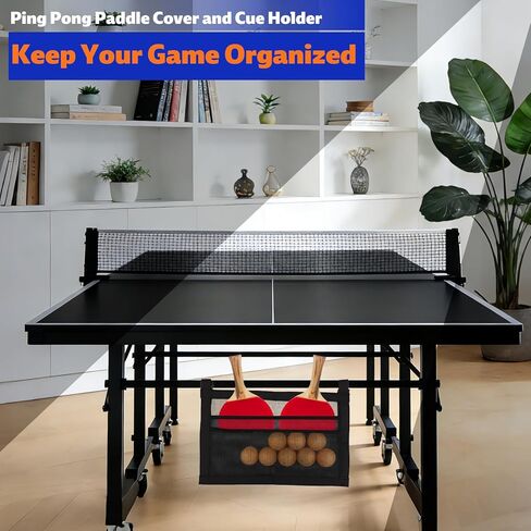 Ping Pong Paddle Holder with Straps, 40x25cm/15.75x9.84 Inch Table Tennis Mesh Storage Bag for Ping Pong Ball Pickleball Paddle Rack Organizer, Easy Installation in Saudi Arabia