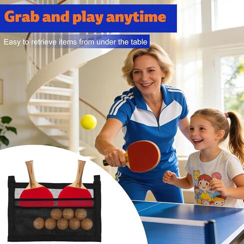 Ping Pong Paddle Holder with Straps, 40x25cm/15.75x9.84 Inch Table Tennis Mesh Storage Bag for Ping Pong Ball Pickleball Paddle Rack Organizer, Easy Installation in Saudi Arabia