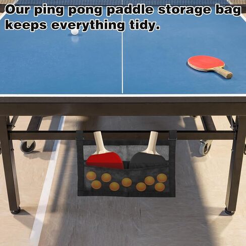 Ping Pong Paddle Storage Bag with Mesh Storage Bag, Simple Black Ping Pong Accessories for Balls & Paddles, Sports Holder Supplies with Straps Easy to Install in Kuwait