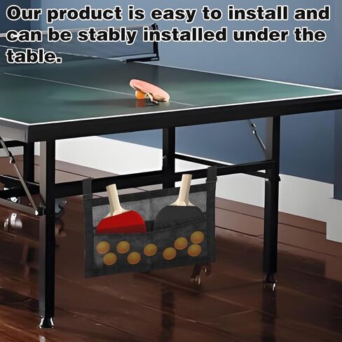 Ping Pong Paddle Storage Bag with Mesh Storage Bag, Simple Black Ping Pong Accessories for Balls & Paddles, Sports Holder Supplies with Straps Easy to Install in Kuwait