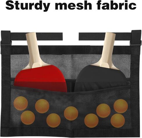 Ping Pong Paddle Storage Bag with Mesh Storage Bag, Simple Black Ping Pong Accessories for Balls & Paddles, Sports Holder Supplies with Straps Easy to Install in Kuwait