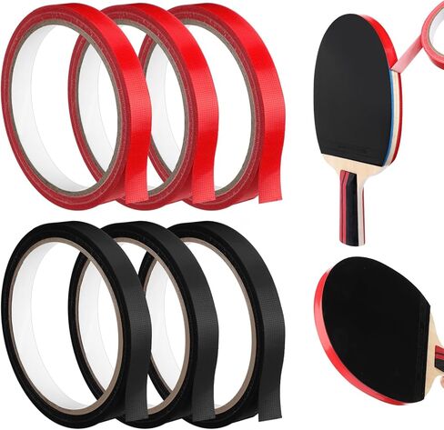 Soulchen 6 Pcs Table Tennis Paddle Side Tape to Protect the Edges of Your Rubber and Guard Tape Blade Paddle Edge Includes Black and Red Width 12 mm One Rolls Come in 10 M (20 Rackets) in Kuwait