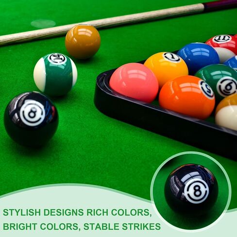 Billiard Balls Set 2-1/4" Regulation Size Pool Table Balls for Replacement (16 Resin Balls) in Kuwait