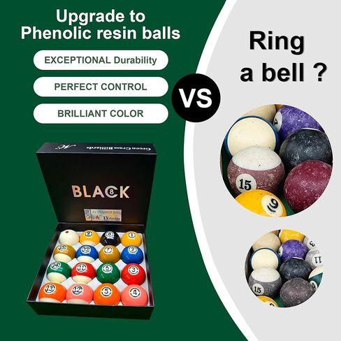 Billiard Balls Set 2-1/4" Regulation Size Pool Table Balls for Replacement (16 Resin Balls) in Kuwait
