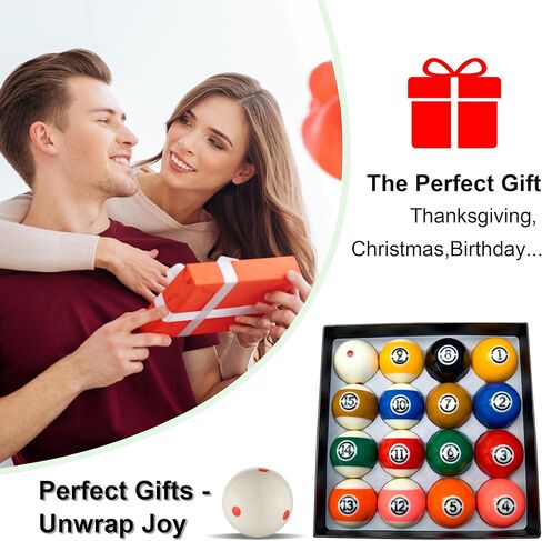 Billiard Balls Set 2-1/4" Regulation Size Pool Table Balls for Replacement (16 Resin Balls) in Kuwait