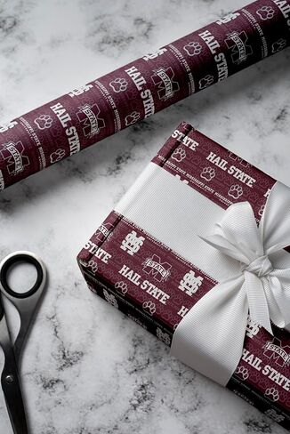 ورق تغليف ONDEMAND FAN NCAA مع تصميم نسيج الفريق (Mississippi State Bulldogs، ورق تغليف 30 بوصة × 12 بوصة) in Kuwait