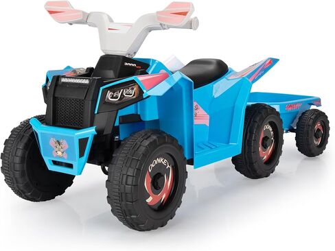 TOBBI 6V Battery Powered Quad Toy Car for Toddlers 1.5-6, with Trailer, Kids Ride on ATV Toy w/Music,Bluetooth,Safety Belt,Power Display in Kuwait