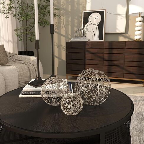 Deco 79 Contemporary Metal Geometric Sculpture, Set of 3 8", 6", 4"D, Silver in Kuwait