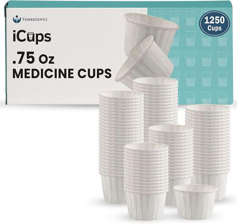 Paper Medicine Cups .75 oz - 250 Disposable Souffle Cups for Medicine Distribution, Pills, and Liquids - Samples for Ketchup and Condiments in Saudi Arabia