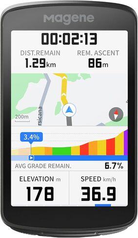 كمبيوتر الدراجة الذكي Magene C706 بنظام تحديد المواقع العالمي - شاشة لمس ملونة مقاس 3.3 بوصة مع نظام ملاحة دون الاتصال بالإنترنت، وتوجيه صوتي، وFreeride ClimbPro، وقطاعات حية، وكمبيوتر لركوب الدراجات GNSS ثنائي النطاق in Kuwait