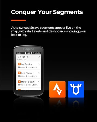 كمبيوتر الدراجة الذكي Magene C706 بنظام تحديد المواقع العالمي - شاشة لمس ملونة مقاس 3.3 بوصة مع نظام ملاحة دون الاتصال بالإنترنت، وتوجيه صوتي، وFreeride ClimbPro، وقطاعات حية، وكمبيوتر لركوب الدراجات GNSS ثنائي النطاق in Kuwait