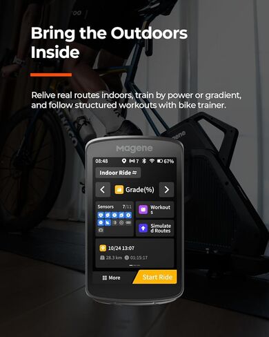 كمبيوتر الدراجة الذكي Magene C706 بنظام تحديد المواقع العالمي - شاشة لمس ملونة مقاس 3.3 بوصة مع نظام ملاحة دون الاتصال بالإنترنت، وتوجيه صوتي، وFreeride ClimbPro، وقطاعات حية، وكمبيوتر لركوب الدراجات GNSS ثنائي النطاق in Kuwait
