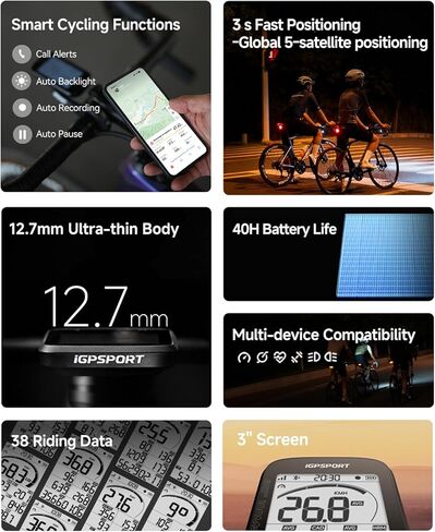 iGPSPORT BSC100MAX GPS Bike Computer, 3'' Screen Auto Start/Stop Custom Data 40H Waterproof Bicycle Computer Wireless in Saudi Arabia