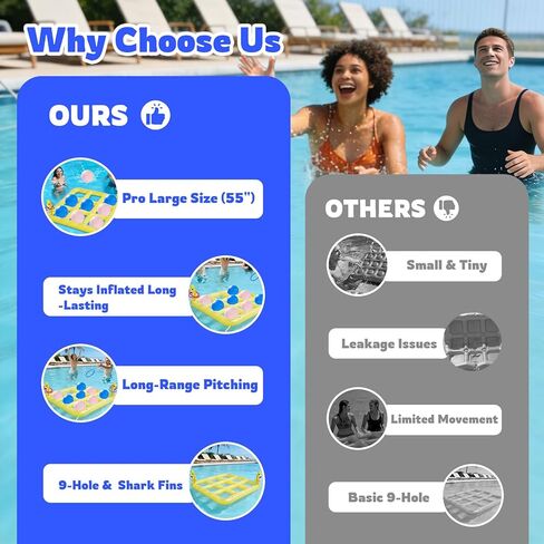 لعبة تيك تاك تو العملاقة 2 في 1 وألعاب الرمي ذات الحلقات المتقاطعة - مجموعة ألعاب ألعاب حمام السباحة، ألعاب ساحة خارجية قابلة للنفخ للأطفال والبالغين والعائلة، مع 10 كرات للبالغين والمراهقين والأطفال من 2 إلى 10 لاعبين in Kuwait