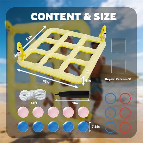 لعبة تيك تاك تو العملاقة 2 في 1 وألعاب الرمي ذات الحلقات المتقاطعة - مجموعة ألعاب ألعاب حمام السباحة، ألعاب ساحة خارجية قابلة للنفخ للأطفال والبالغين والعائلة، مع 10 كرات للبالغين والمراهقين والأطفال من 2 إلى 10 لاعبين in Kuwait