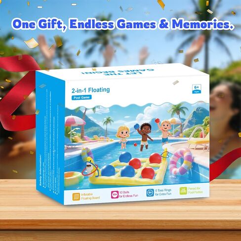 لعبة تيك تاك تو العملاقة 2 في 1 وألعاب الرمي ذات الحلقات المتقاطعة - مجموعة ألعاب ألعاب حمام السباحة، ألعاب ساحة خارجية قابلة للنفخ للأطفال والبالغين والعائلة، مع 10 كرات للبالغين والمراهقين والأطفال من 2 إلى 10 لاعبين in Kuwait