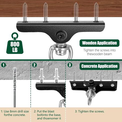 Heavy Punching Bag Hanger | Wall/Ceiling Mount Hook with 180° / 360° Rotation | Wood Beam Holder for Boxing, Weight Training, Aerial Yoga Swing & Hammock in Saudi Arabia