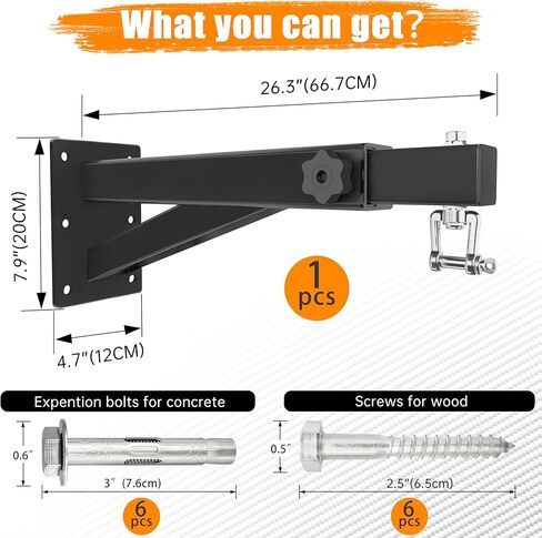 Punching Bag Wall Mount, Heavy Duty Adjustable Boxing Bag Bracket with 360° Swivel, Supports up to 900lb - Heavy Bag Hanger for Home Gym, Boxing, Muay Thai & MMA Training in Kuwait