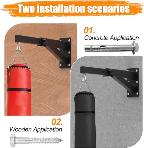 Punching Bag Wall Mount, Heavy Duty Adjustable Boxing Bag Bracket with 360° Swivel, Supports up to 900lb - Heavy Bag Hanger for Home Gym, Boxing, Muay Thai & MMA Training in Kuwait