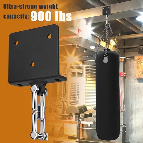 حامل حقيبة اللكم، حامل حقيبة شديدة التحمل بوزن 900 رطل مع دوران 360 درجة لشعاع الخشب والخرسانة، متوافق مع الملاكمة، الملاكمة التايلاندية، أرجوحة اليوغا الجوية، الأرجوحة وصالة الألعاب الرياضية المنزلية in Kuwait