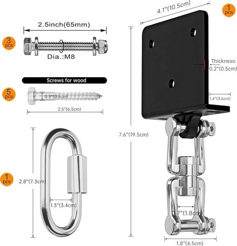 حامل حقيبة اللكم، حامل حقيبة شديدة التحمل بوزن 900 رطل مع دوران 360 درجة لشعاع الخشب والخرسانة، متوافق مع الملاكمة، الملاكمة التايلاندية، أرجوحة اليوغا الجوية، الأرجوحة وصالة الألعاب الرياضية المنزلية in Kuwait