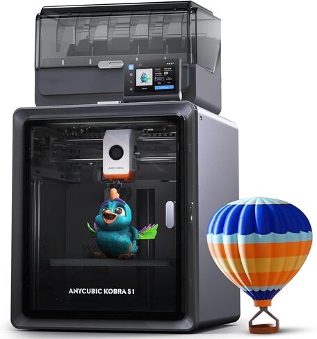(Bundle Anycubic Kobra S1 Combo) Anycubic 3D Printer Support Multi Color Printing Max 600mm/s High Speed Printing High Precision, 9.8x9.8x9.8 in Saudi Arabia