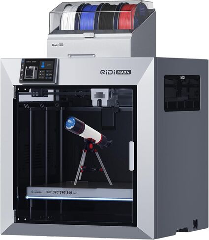 طابعة QIDI Max4 Combo ثلاثية الأبعاد، حجم بناء كبير 390 × 390 × 340 مم، غرفة تسخين 65 درجة مئوية طابعات FDM ثلاثية الأبعاد، سرعة عالية بحد أقصى 800 مم/ثانية، تدعم ما يصل إلى 16 لونًا/مواد متعددة مع صندوق QIDI، تسوية السرير تلقائيًا in Kuwait
