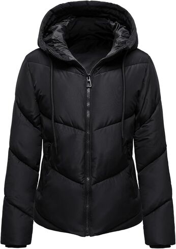 HOOD CREW Womens Winter Coat Windproof Warm Puffer Jacket Quilted Short Down Jacket with Hood in Saudi Arabia