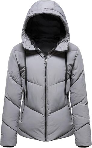 HOOD CREW Womens Winter Coat Windproof Warm Puffer Jacket Quilted Short Down Jacket with Hood in Saudi Arabia